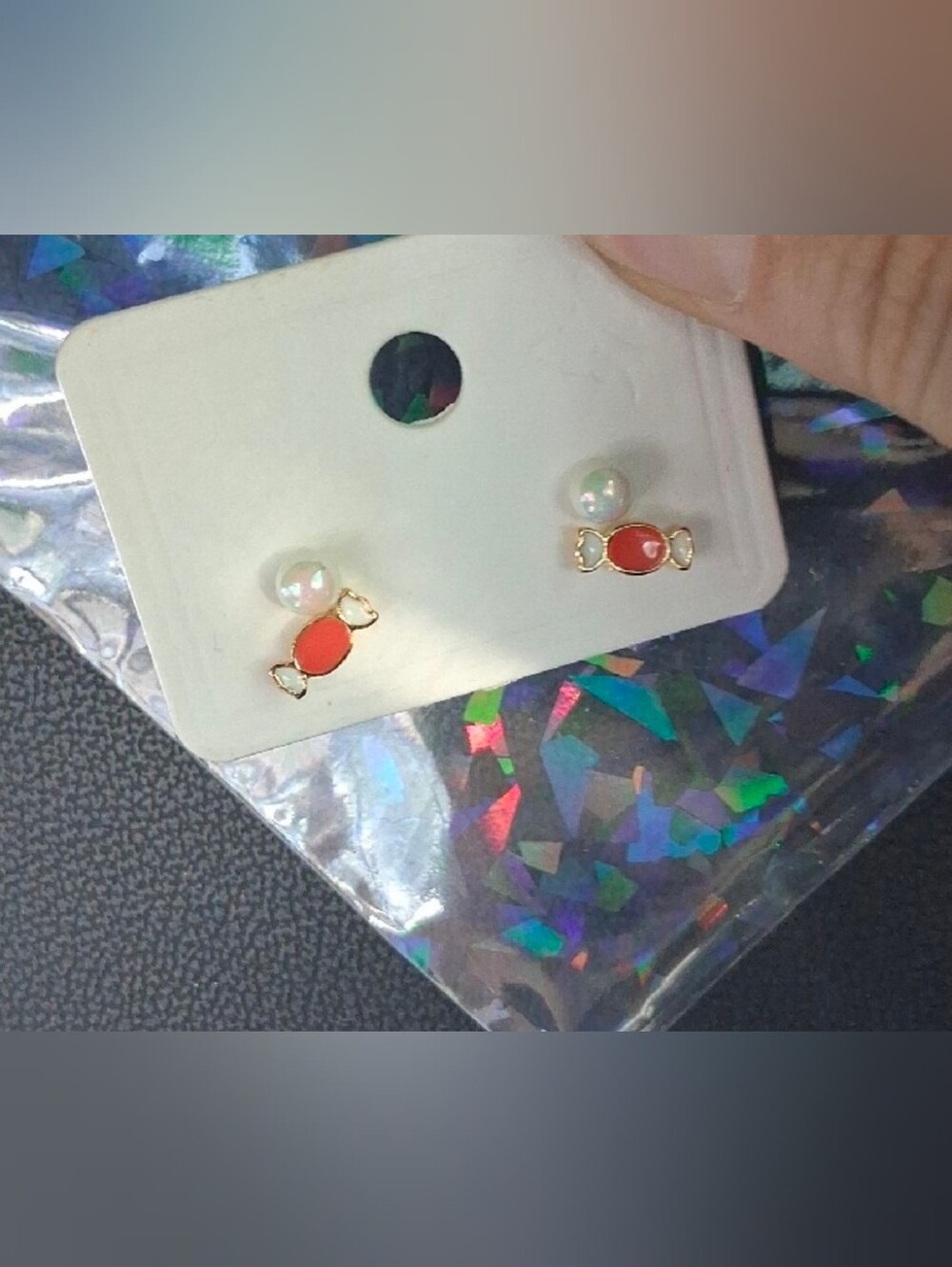 $8 Each Or Bundle 5/$20 White Pearl & Orange Candy Stud Holloween Earrings